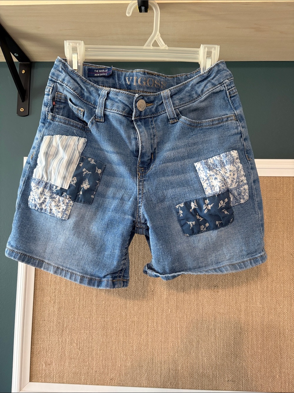 Vigoss Blue Denim Patchwork Pocket Shorts